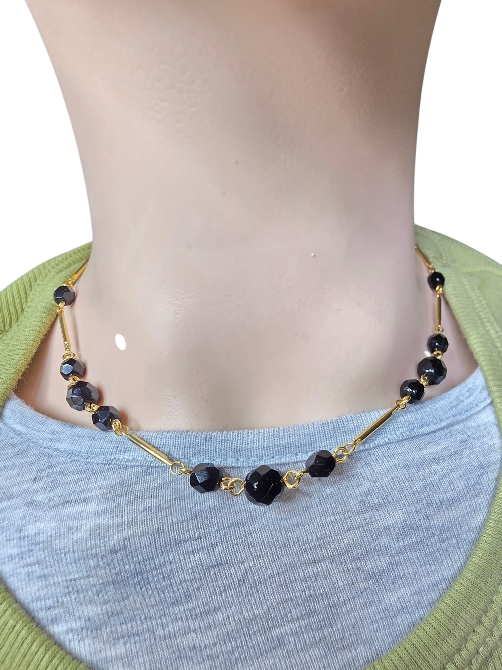Liz Claiborne Gold and Black Faceted Bead Necklace - Women's Jewelry